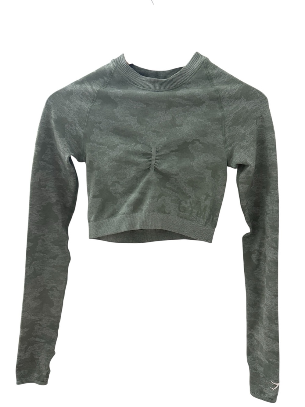 GYMSHARK Camo Green Long Sleeve Activewear Top